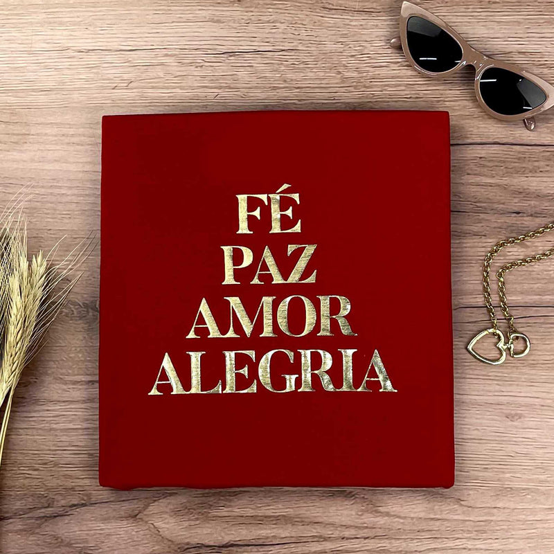 Camiseta Feminina Vermelha Fé Paz Dourado