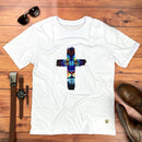 Camiseta Masculina Branca Cruz Leão Azul