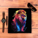 Camiseta Masculina Preta Leão Colorido