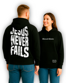 Moletom Canguru Com Capuz Preto Jesus Never Fails