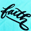 Camiseta Feminina Verde Menta Aplique Faith