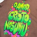 Moletom Canguru Com Capuz Marrom O Amor De Cristo Nos Amou