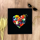 Camiseta Feminina Preta Coração Flor