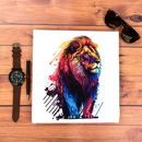 Camiseta Masculina Branca Leão Colorido