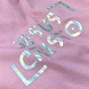 Camiseta Feminina Rosa Jesus Cristo Holográfico