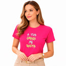 Camiseta Feminina Pink A Tua Graça Me Basta  Aplique