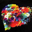 Camiseta Feminina Preta Coração Flor