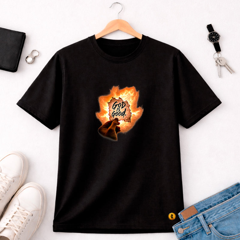 Camiseta Masculina Preta  Good is Good Fogo