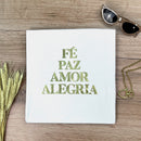 Camiseta Feminina Branca Fé Paz Dourado