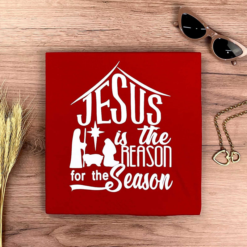 Camiseta Feminina Vermelha Jesus Is The Reason For The Casa