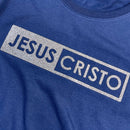 Camiseta Feminina Azul Jesus Cristo Glitter