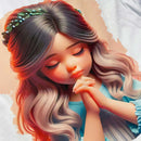 T-Shirt Infantil Branca Menina Orando