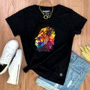 Camiseta Feminina Preta Leão