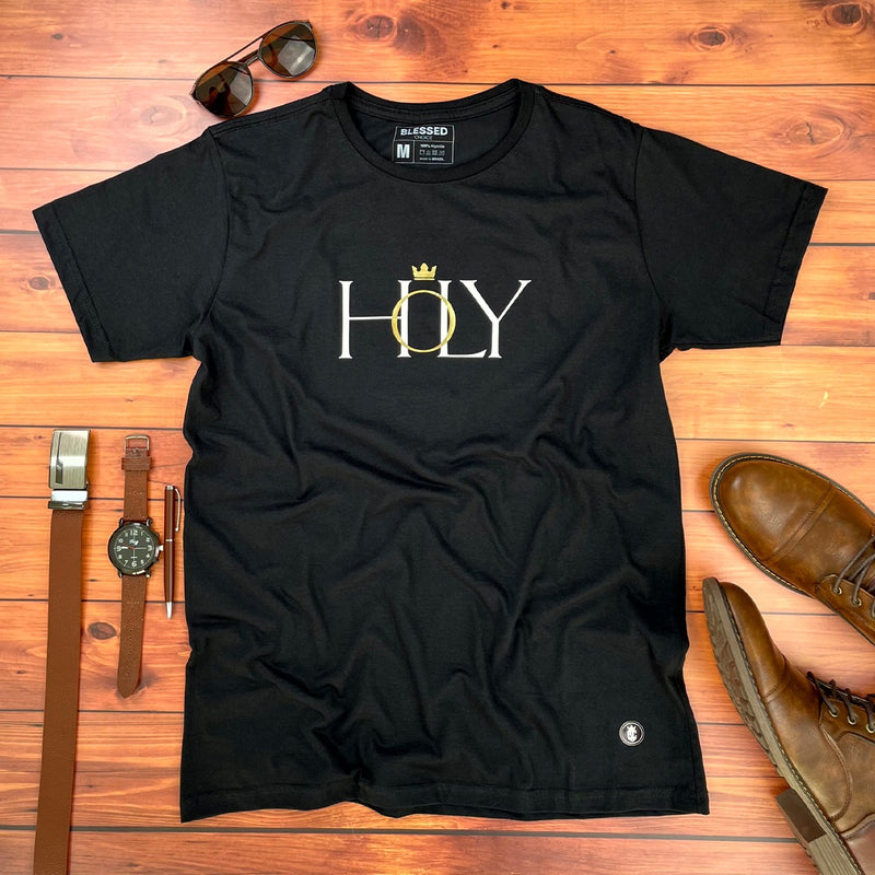 Camiseta Masculina Preta Holy Coroa