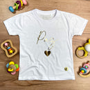 T-Shirt Infantil Branca Paz Coração  Dourado