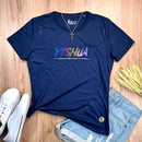 Camiseta Feminina Azul Aplique Camaleão Yeshua