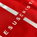 Camiseta Masculina Vermelha Cruz Prata Jesus Cristo