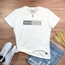 Camiseta Feminina Off White Jesus Cristo Glitter