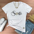 Camiseta Feminina Branca Sorte Dourado