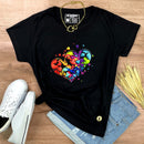 Camiseta Feminina Preta Corações