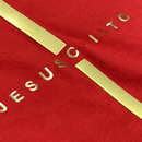 Camiseta Masculina Vermelha Cruz Dourada Jesus Cristo