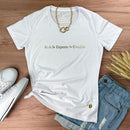 Camiseta Feminina Branca Ore Espere Confie Dourado