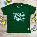 T-Shirt Infantil Verde Merry Christmas Alce