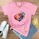 Camiseta Feminina Rosa Corações