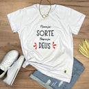 Camiseta Feminina Branca Sorte Deus