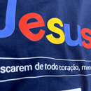 Camiseta Masculina Azul Jesus Se me buscarem de todo coração, me encontrarão