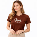 Camiseta Feminina Marrom Jesus Best Gift Ever Veludo