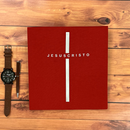 Camiseta Masculina Vermelha Cruz Prata Jesus Cristo