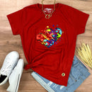 Camiseta Feminina Vermelha Corações