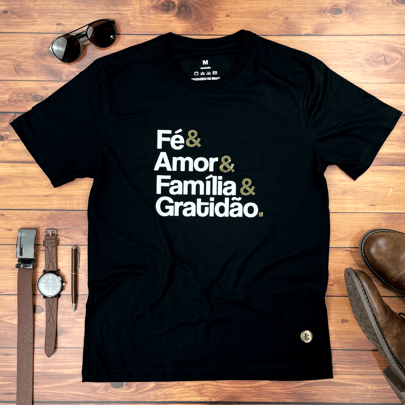 Camiseta Masculina Preta Fé & Amor