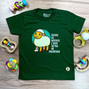 T-Shirt Infantil Verde Ovelha Deixou As Noventa E Nove