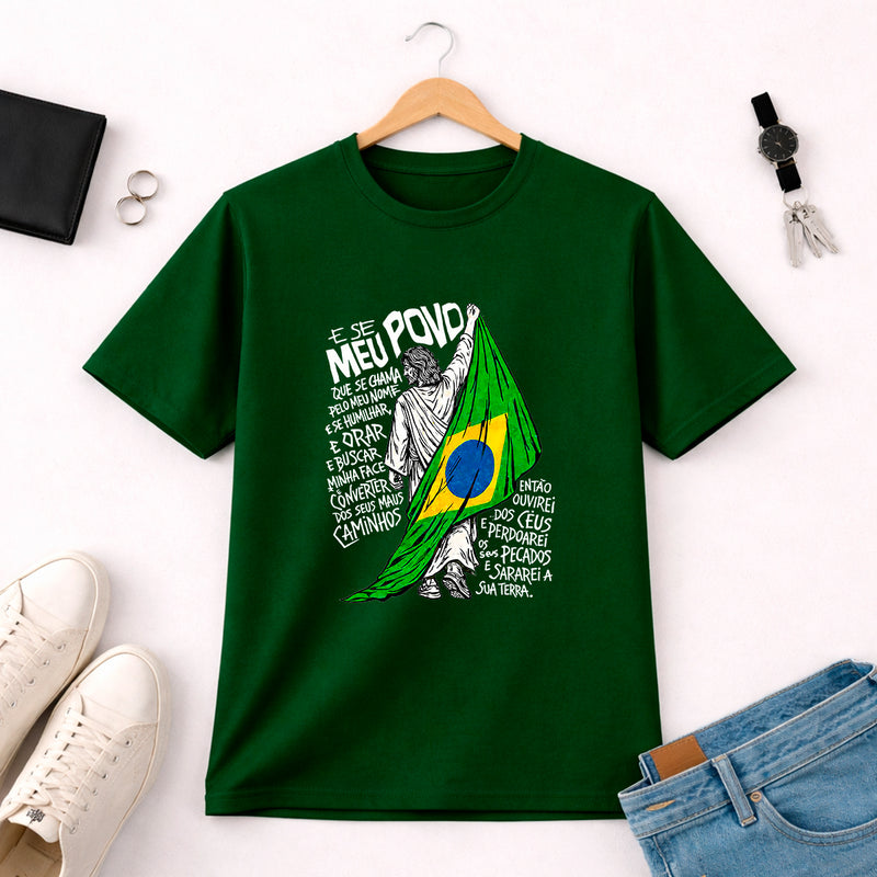 Camiseta Masculina Verde Brasil E se Meu Povo
