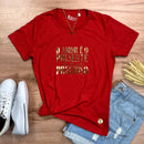 Camiseta Feminina Vermelha O Amor é o Presente Dourado