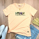 Camiseta Feminina Salmão Aplique Camaleão Yeshua