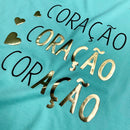 Camiseta Feminina Verde Menta Coração Oração Ação Dourado