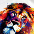 Camiseta Feminina Branca Leão Colorido