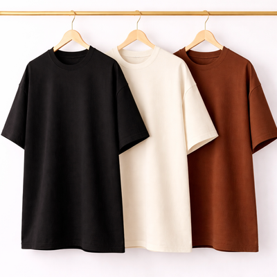 Kit 3 Oversized Lisa Preta Off White Marrom
