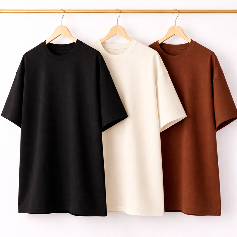 Kit 3 Oversized Lisa Preta Off White Marrom