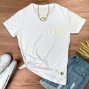 Camiseta Feminina Branca Cruz Igual Coração Dourado