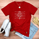 Camiseta Feminina Vermelha Paz Saúde Esperança Coroa
