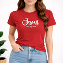 Camiseta Feminina Vermelha Jesus Best Gift Ever Veludo