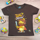 T-Shirt Infantil Marrom Meu Real Super Herói
