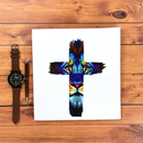 Camiseta Masculina Branca Cruz Leão Azul