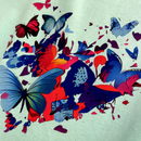 Camiseta Feminina Verde Menta Coração Borboletas