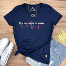 Camiseta Feminina Azul Ele Carregou A Nossa Cruz