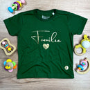 T-Shirt Infantil Verde Família Coração Dourado